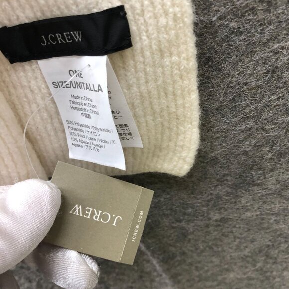 J. Crew Ribbed Scarf Super Soft Yarn Beige Ivory Wool Alpaca Blend Rectangle - Picture 8 of 9